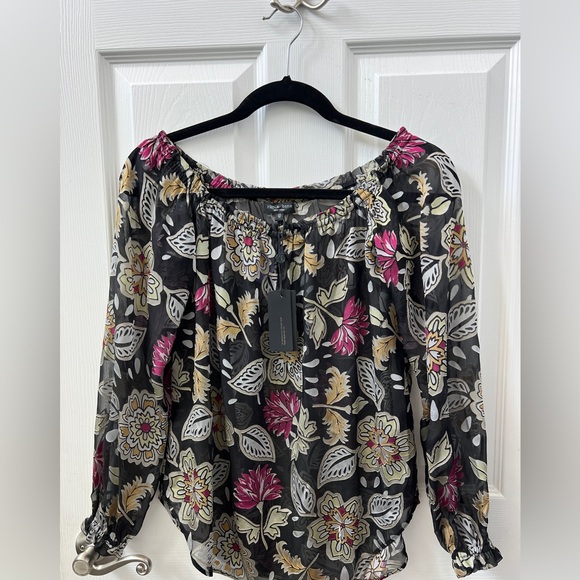 NWT 350 Rag & Bone Sierra Floral Off-The-Shoulder Blouse - Silk Blend Top - Picture 2 of 5